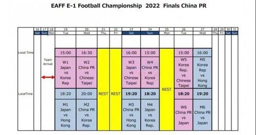 女足东亚杯2022赛程